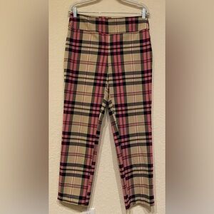 Crown & Ivy Women’s Plaid Tech Stretch Bow Detail Pants Size 8